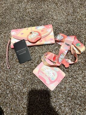 Hello Kitty Carnival Loungefly wristlet Wallet  and Lanyard (Read)